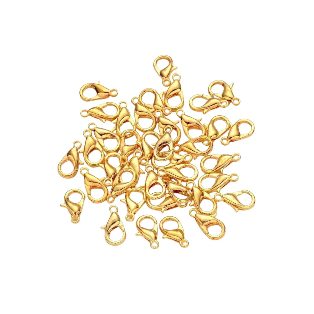 R H LIFESTYLE Metal Gold Lobster Hook for Chain, Pendant, Bracelet and Necklace Jewelry Making Clasp Claw Hook Keychain Hook 50 Pcs