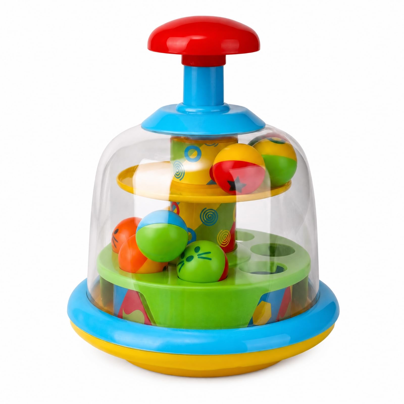 Giocattolo a Pressione con Palline Tattile Giocattolo Causa-Effetto Colorato Gioco con Cupola Trasparente per Bambini Piccoli
