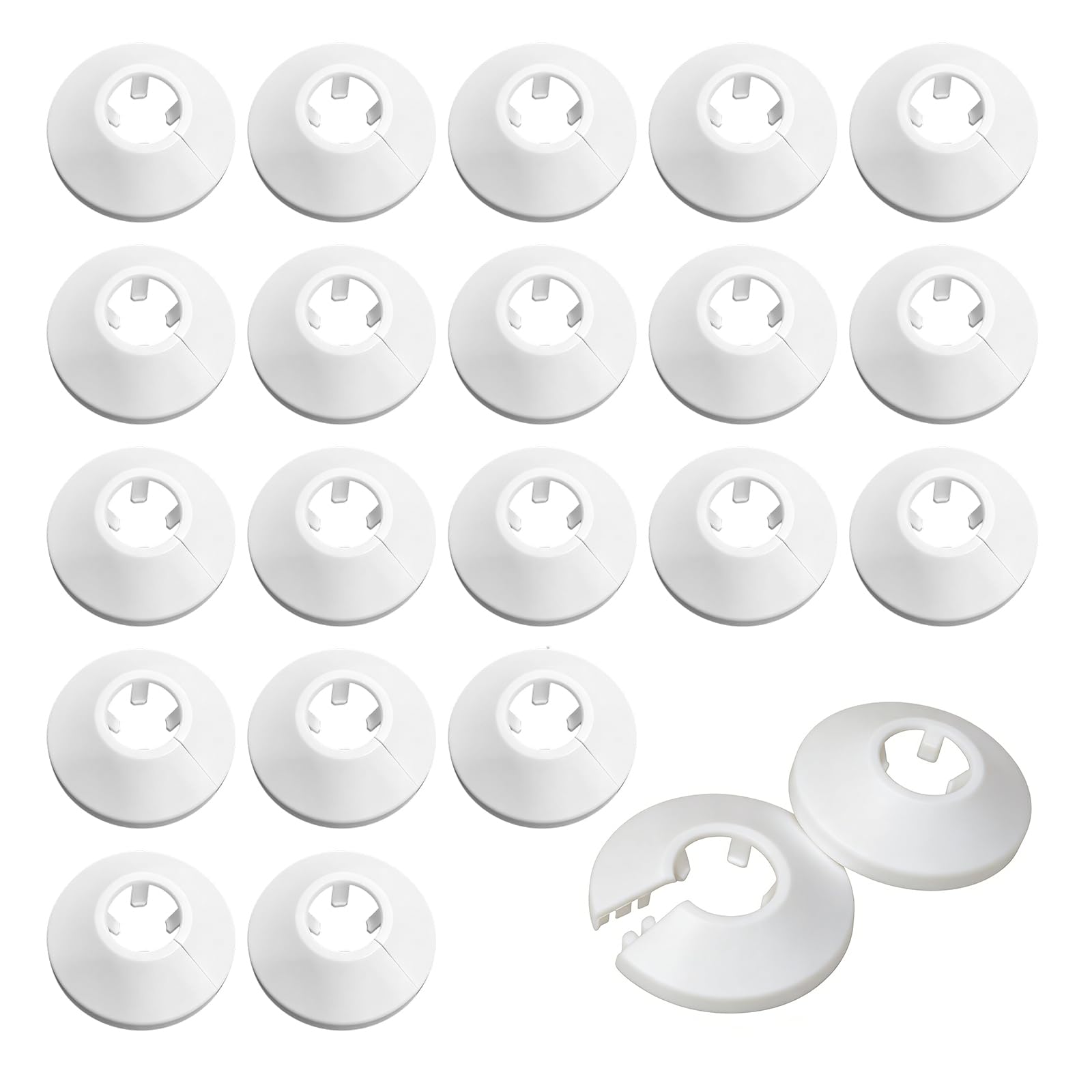 20pz Rosette per Termosifoni Copertura per Tubi Copertura in plastica per Tubi da 16 mm Diametro Copri Tubi Termosifoni Pipe Collar in Plastica per Radiatori Morsetti Domestico