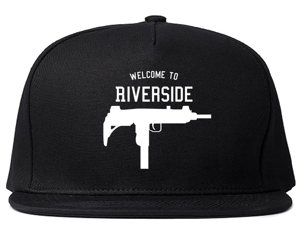 Kings Of NY Welcome to Riverside Uzi Machine Gun California Snapback Hat Cap Black