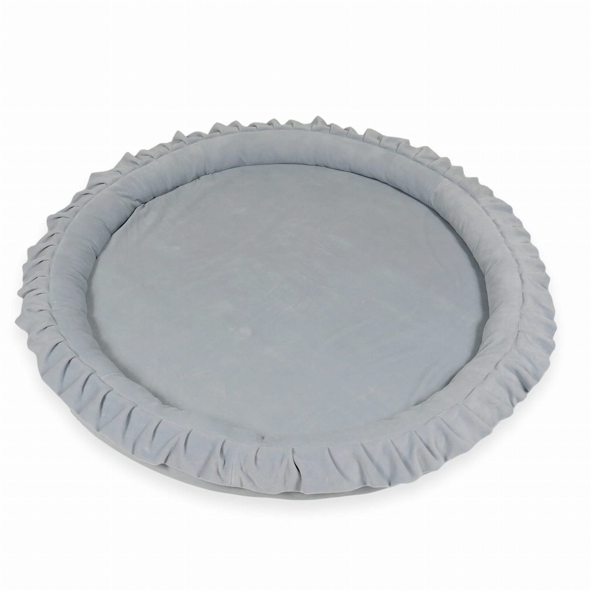 Mimii Baby Spielmatte 120 cm Rund velvet soft hellgrau - Baby Spielnest aus Schaumstoff - Krabbelmatte mit Rand - Weiche Bodenmatte für Kinderzimmer - Sicher & Waschbar