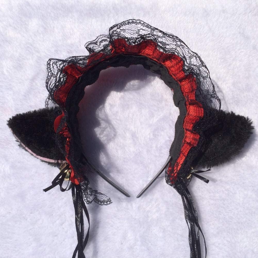 猫耳 フリルカチューシャ かわいい猫の耳 コスチューム用小物 鈴付き レッド 予約中 猫耳 フリルカチューシャ かわいい猫の耳 コスチューム用小物 鈴付き レッド 予約中