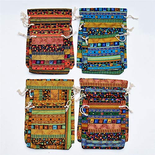 20pcs egipcios étnicas Estilo de los bolsos de lazo del regalo, joyería de algodón bolsa de bolsas de almacenamiento de sacos para la fiesta de cumpleaños de boda DIY de la Navidad,Mixedcolor,13x18cm