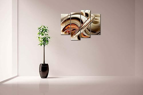 Miniatura 3 de First Wall Art - Arte de pared abstracto de líneas blancas y naranjas, marrón, pintura de la imagen, impresión en lienzo, imágenes abstractas para