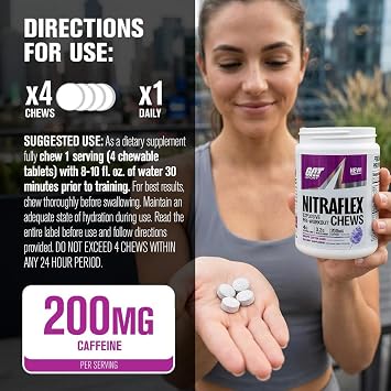 GAT SPORT NITRAFLEX PREWORKOUT Chews, Fruit Punch, 120 Tablets | Pre-Workout Energy Supplement, Supports Healthy Blood Flow, Boosts Strength & Energy, Creatine-Free