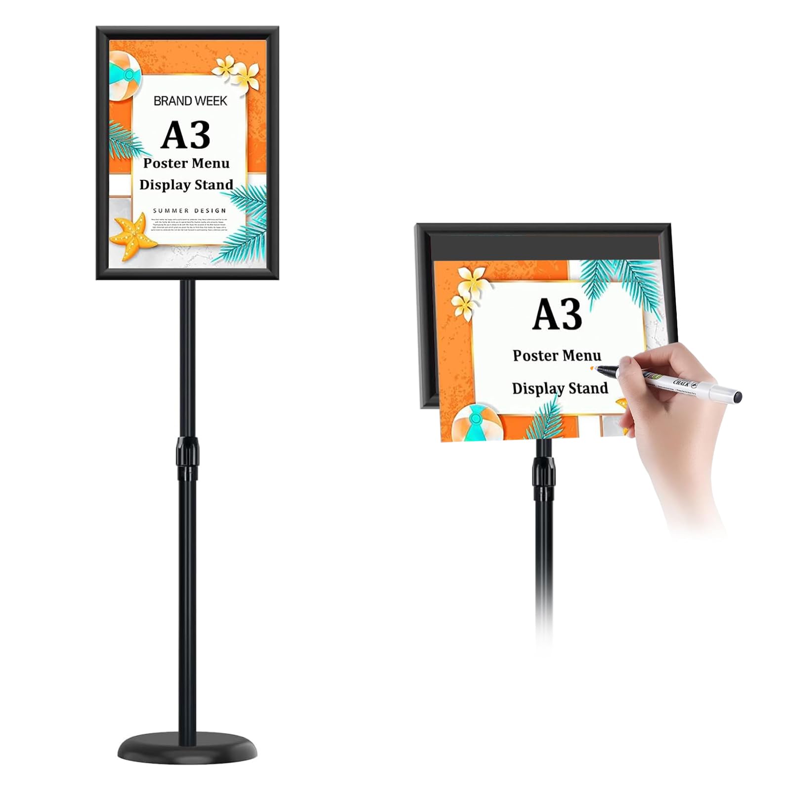 DMSELL Adjustable A3 Poster Floor Stand, A3 Poster Sign Holder, Menu Display Notice Stand for Wedding/Business Activities Display