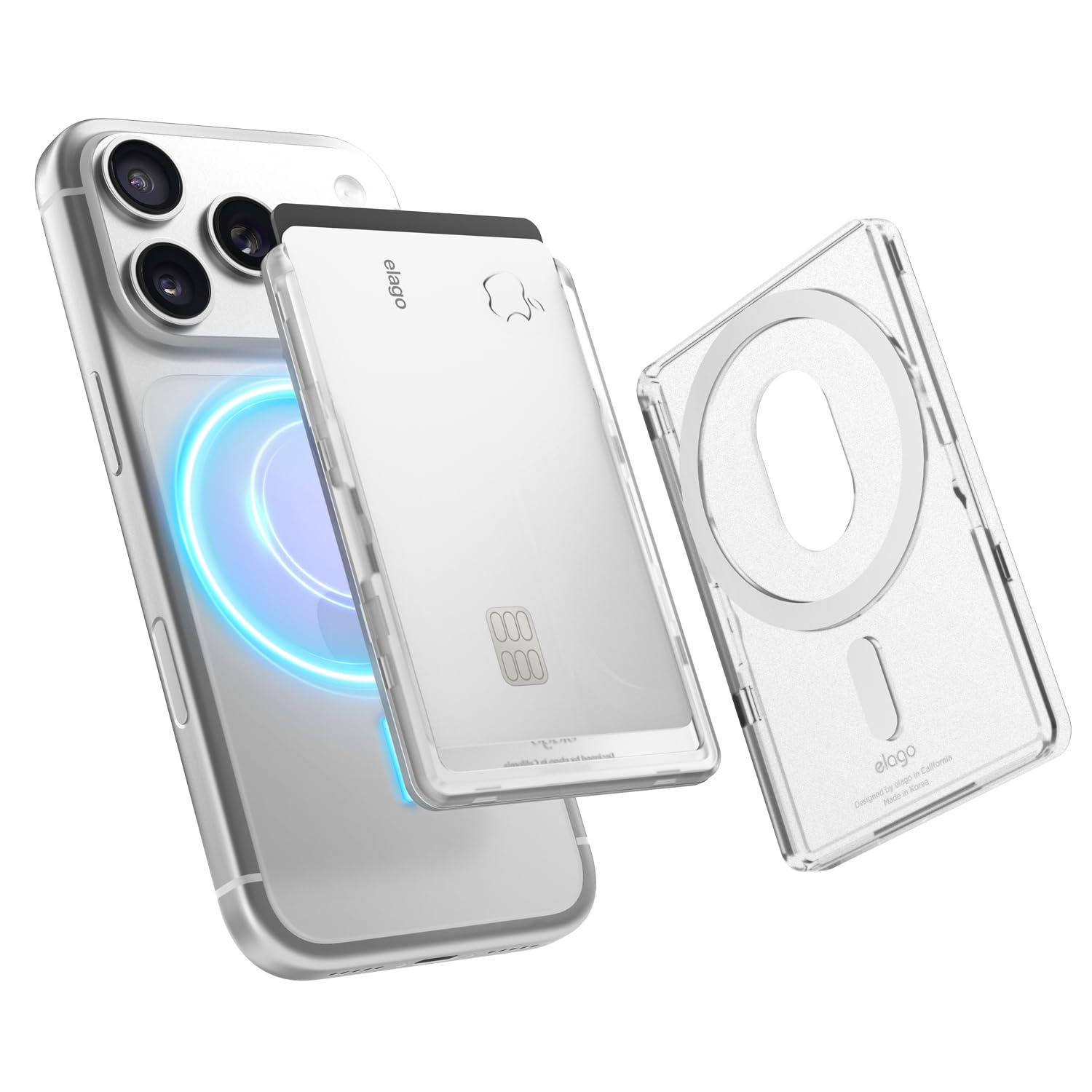 elago Przezroczyste magnetyczne etui na karty kompatybilne z MagSafe dla iPhone 17/16/15/14/13/12 Series - bezpieczny portfel na telefon, trwała konstrukcja PC, ochrona przed uszkodzeniami