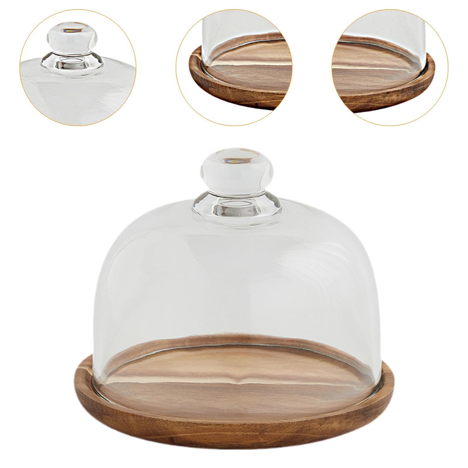 Soporte para Pasteles con Tapa de Cristal, Bandeja para Servir Pasteles, Expositor de Frutas, Bandeja para Servir Vajilla, Cúpula para Queso para Cump, 14.8 Cm X 12 Cm