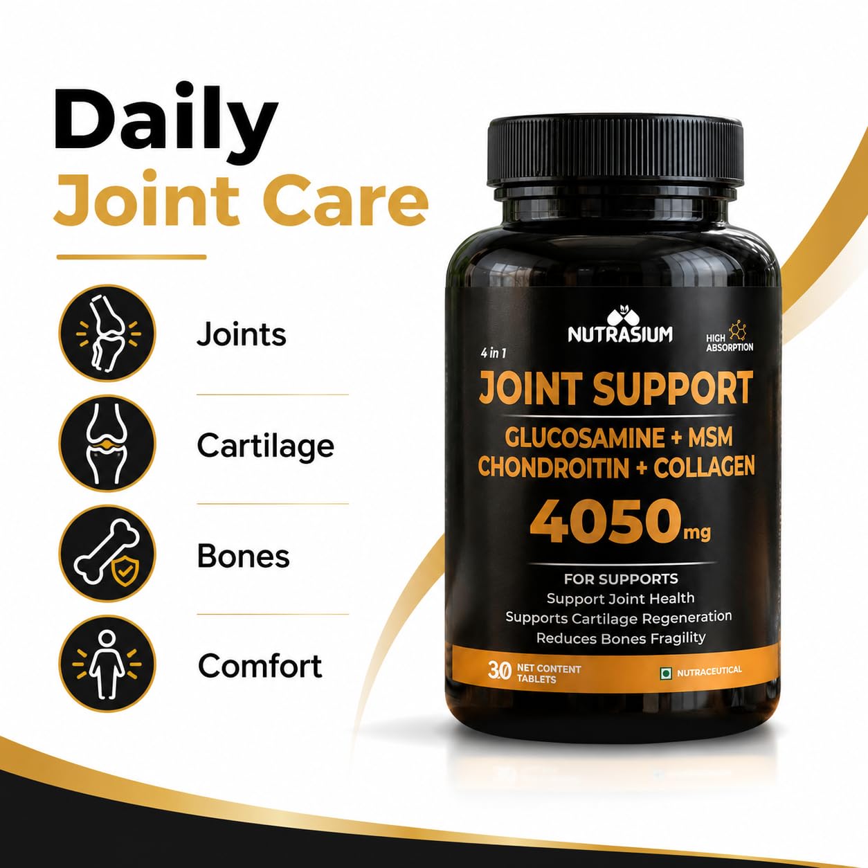 Nutrasium Glucosamine 1500mg | Joint Support | Cartilage & Muscle | 30 Tabs 1