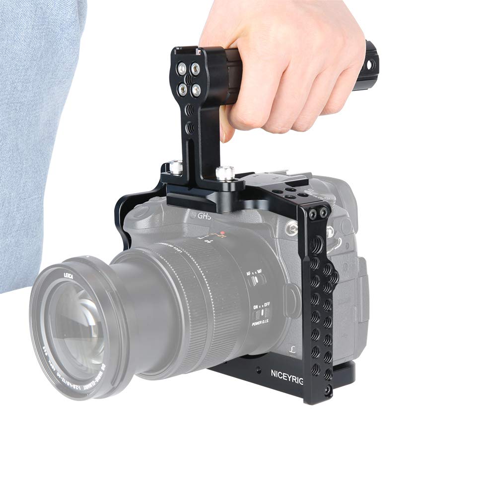 [Update Version] NICEYRIG GH5s GH5 Camera Kit de Cage avec Camera à Fromage Poignée Supérieure Porte-Accessoire NATO Rail pour Appareil Photo Reflex numérique Panasonic Lumix GH5 GH5s