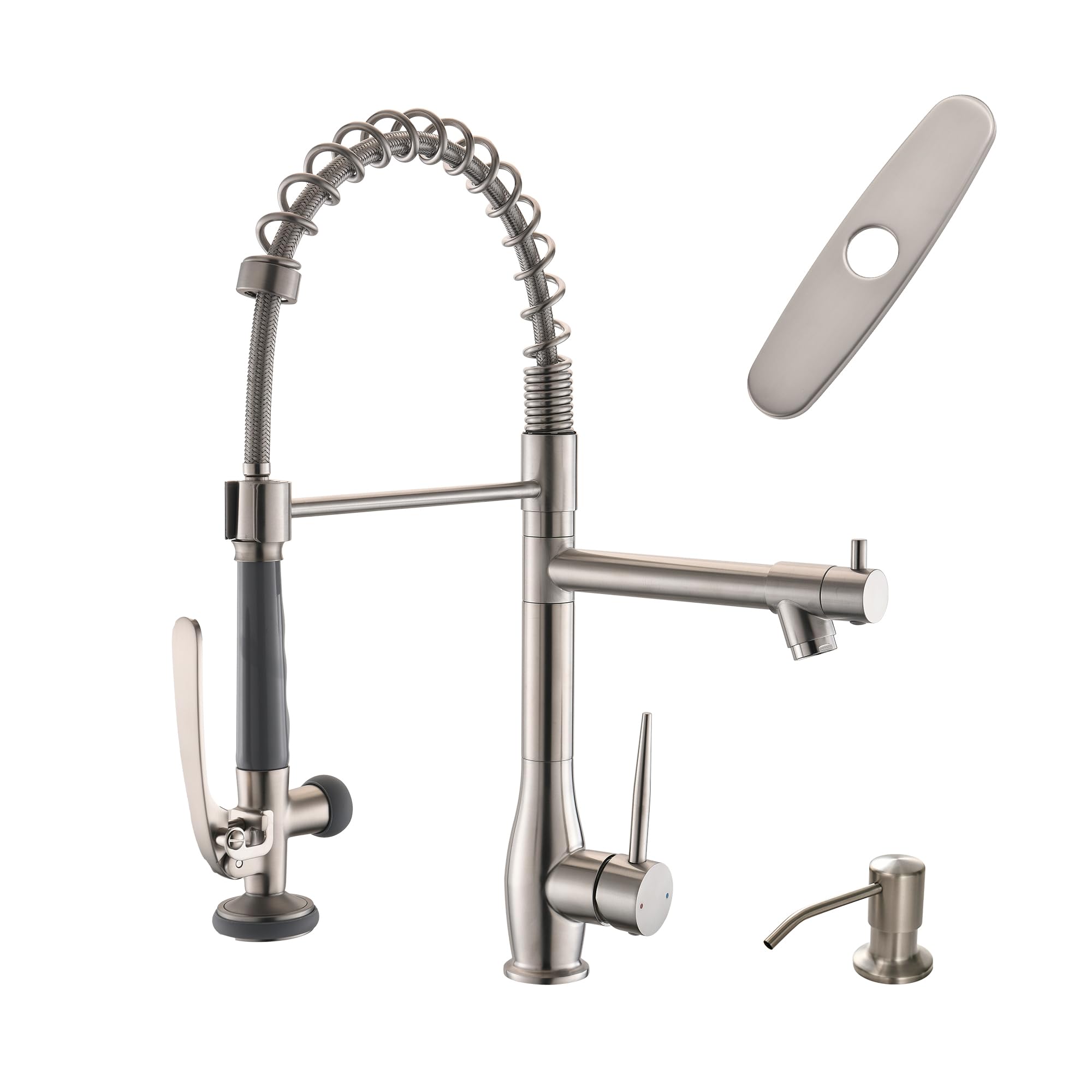 GIMILI Double Headed Commercial Kitchen Faucet Brushed Nickel