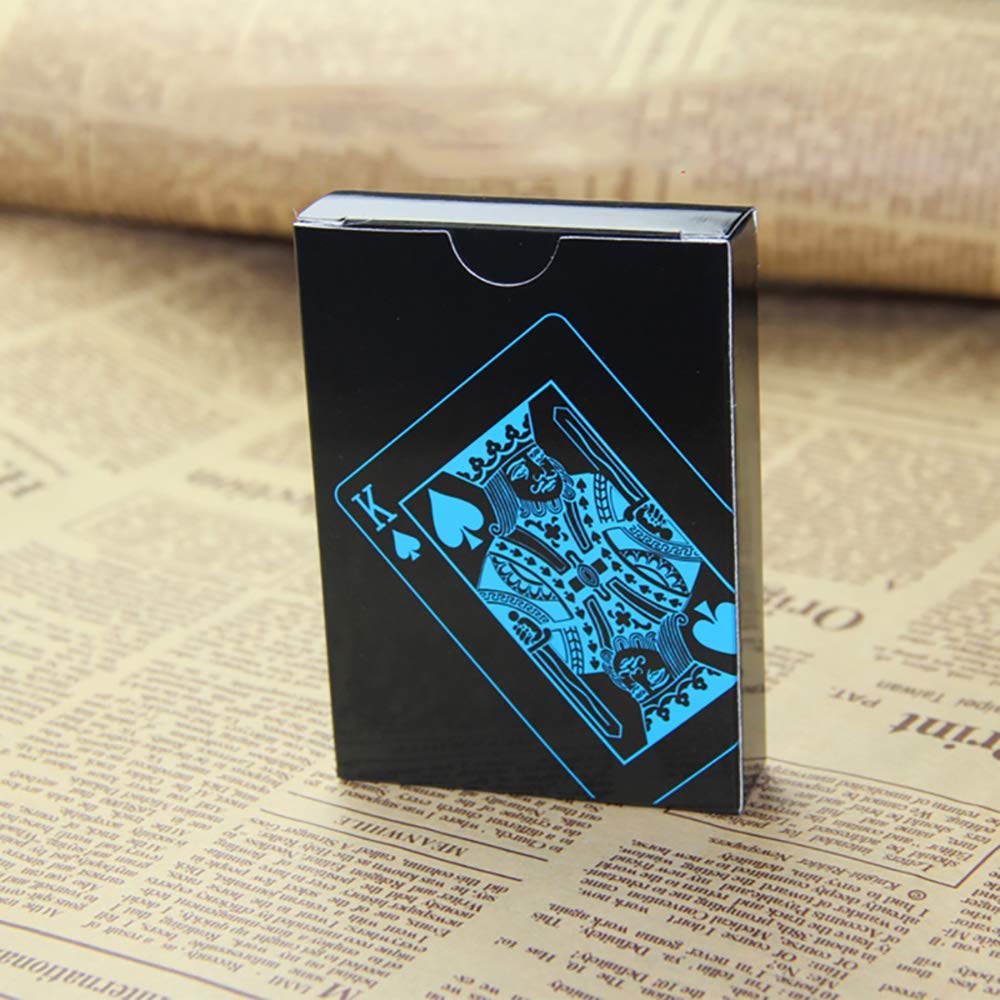 Set De 54 Cartas De Póker De Plástico Negro Con Estuche | Impermeables Y Resistentes Para Viajes Y Fiestas
