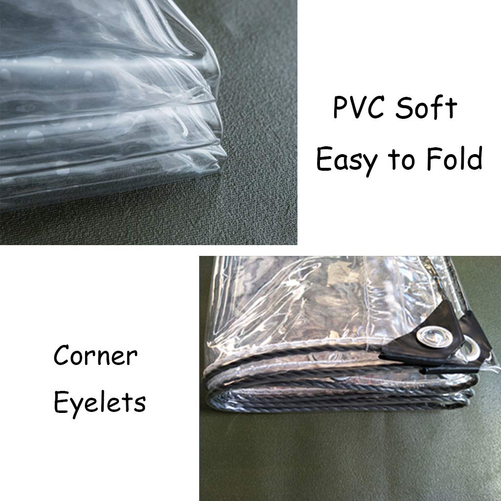 Bâche Claire épaisse de 0.3mm épaisse résistante imperméable de Feuille de Sol de Couverture de Pluie de Mouche de Soleil d'abri de Soleil de PVC Mat pour Le Camping avec des Oeillets