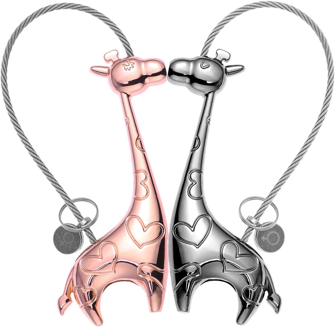 Valentine’s Day Gift Keychains Kissing Giraffes for Boyfriend or Girlfriend - One Pair