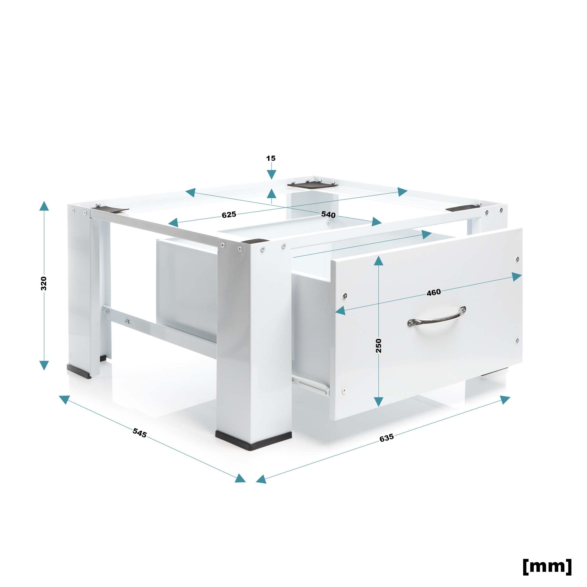 WilTec Elevador para Lavadora Base Soporte con cajón Pedestal para Lavadora hasta 150 kg