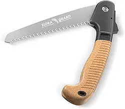 FLORA GUARD Serra Manual Dobrável De 7,7 Polegadas, Para Camping/Poda Com Lâmina Afiada Profissional E Robusta, Cabo Sólido (Marrom)
