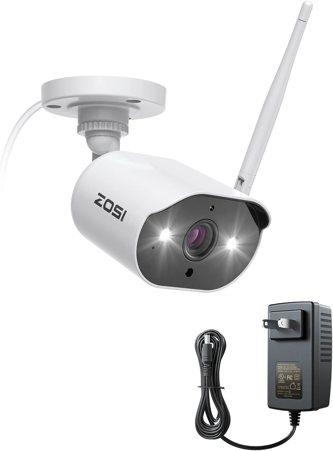 ZOSI 2K Add-on Camera,Night Vision,2 Way Audio,Spotlight Siren,3MP Plug-in WiFi Home Security Camera Outdoor Indoor with Power Supply Only Compatible WiFi NVR System Model: ZR08JP, ZR08LL ad