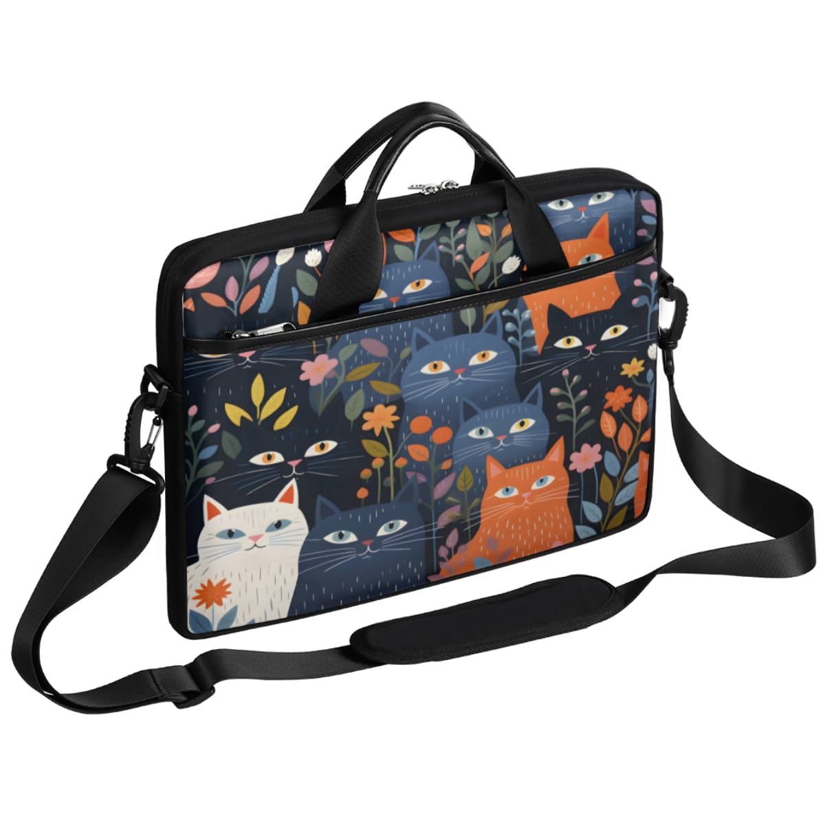 Laptop Shoulder Bag for Men Women Cow Print Sunflower Slim Briefcase Messenger Bag Waterproof Laptop Bag Carrying Case