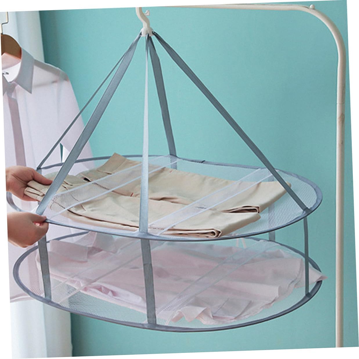 3pcs Clothes Drying Basket Set with Single, Double, and Triple Layer Nets, Practical Socks and Sweater Drying Rack for Household Laundry Organization