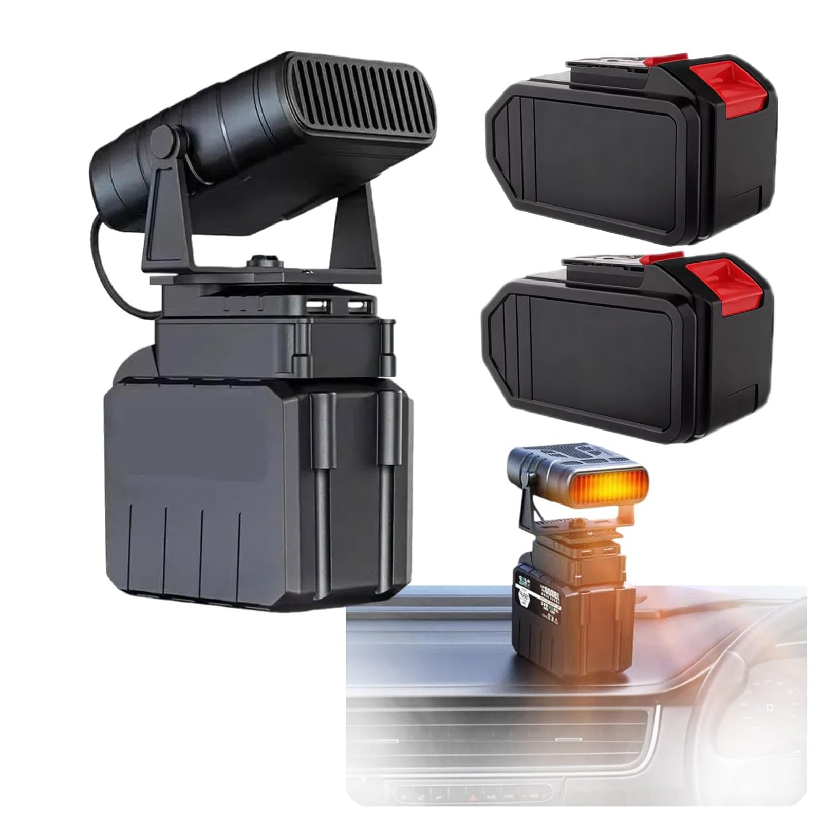 ポータブルバッテリー駆動コードレス車載ヒーター デスクガラス凍結防止 車載用冷暖房器具 除霧 霜取り ガラス凍結防止 高速暖房/除霜機能 小型スペース用 電気 SUV/デスク 小部屋対応(静音設計)防寒グッズ USB充電式ハンドウォーマー (車載ヒーター デスク(1電)