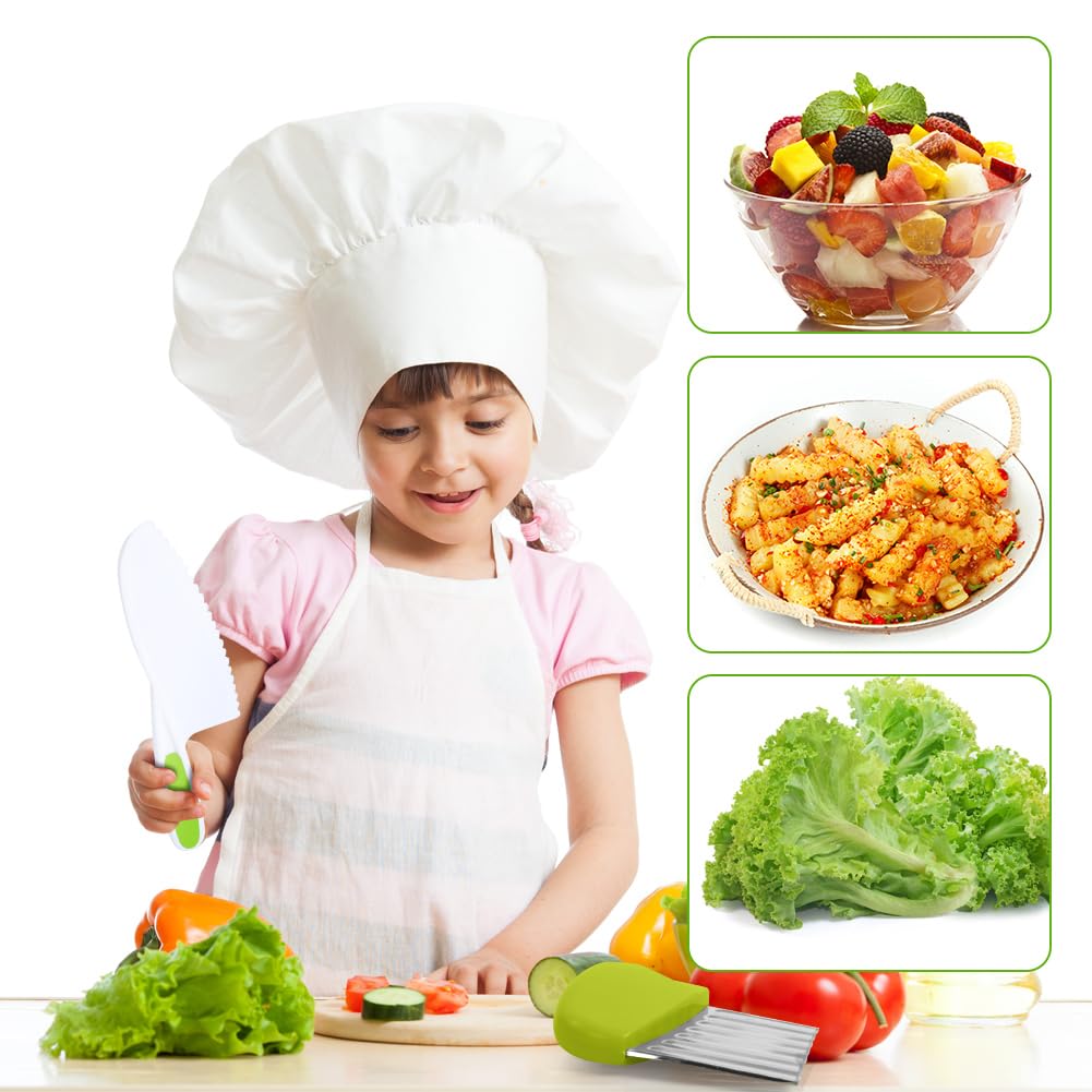 HOTUT Juego de Cuchillos de Cocina de Plástico 5pcs para Niños Cortar Frutas Verduras