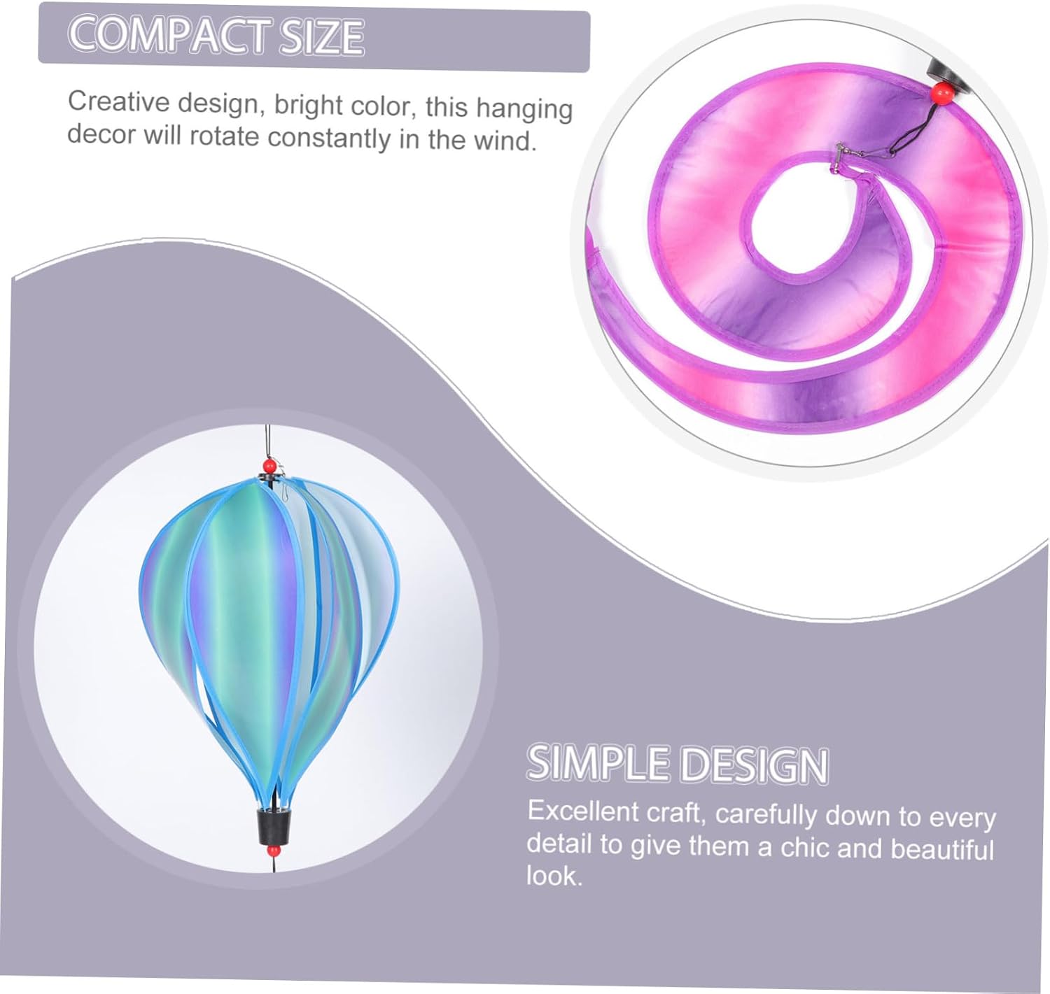 3pcs Hot Air Balloon Wind Spinners Spiral Balloon Garden Decor for Outdoor Hanging Windmill Decorations for Parties Nurseries and Patios
