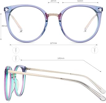 Firmoo Blue Light Blocking Glasses, Anti Digital Eyestrain Computer Glasses Scratch Round Lightweight Eyewear Frames
