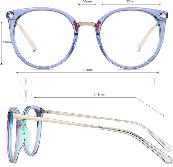 Firmoo Blue Light Blocking Glasses, Anti Digital Eyestrain Computer Glasses Scratch Round Lightweight Eyewear Frames