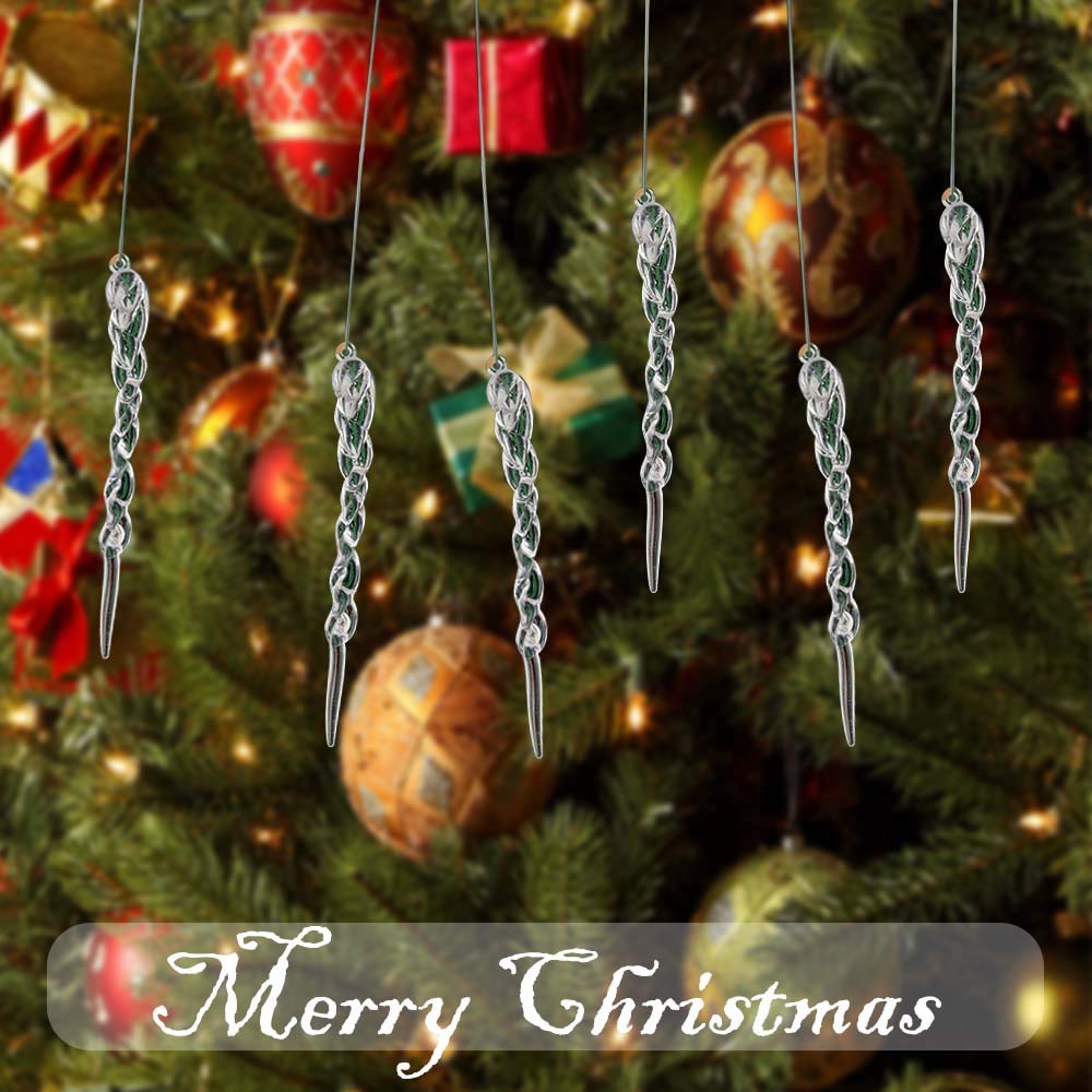 25 Stalactites De Noël En Acrylique Transparent - Décorations à Suspendre 13 Cm, Avec Fil, Pour Sapin Et Intérieur