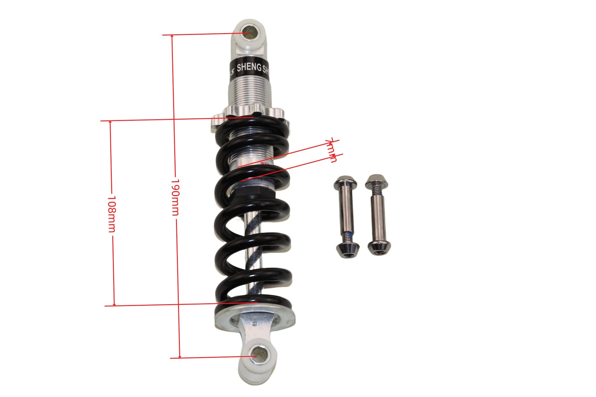 Trkimal Ammortizzatore posteriore ammortizzatore posteriore per scooter a gas, bici elettrica, minimoto Dirt Bike ATV Quad Mini Pocket Bike Mountain Bike (190 mm/340 kg)