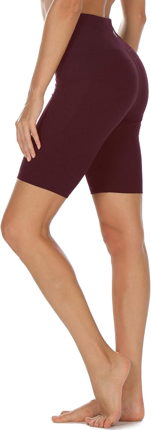 icyzone Athletic Shorts for Women - High Waist Workout Running Yoga Exercise Gym Shorts with Pockets: Clothing