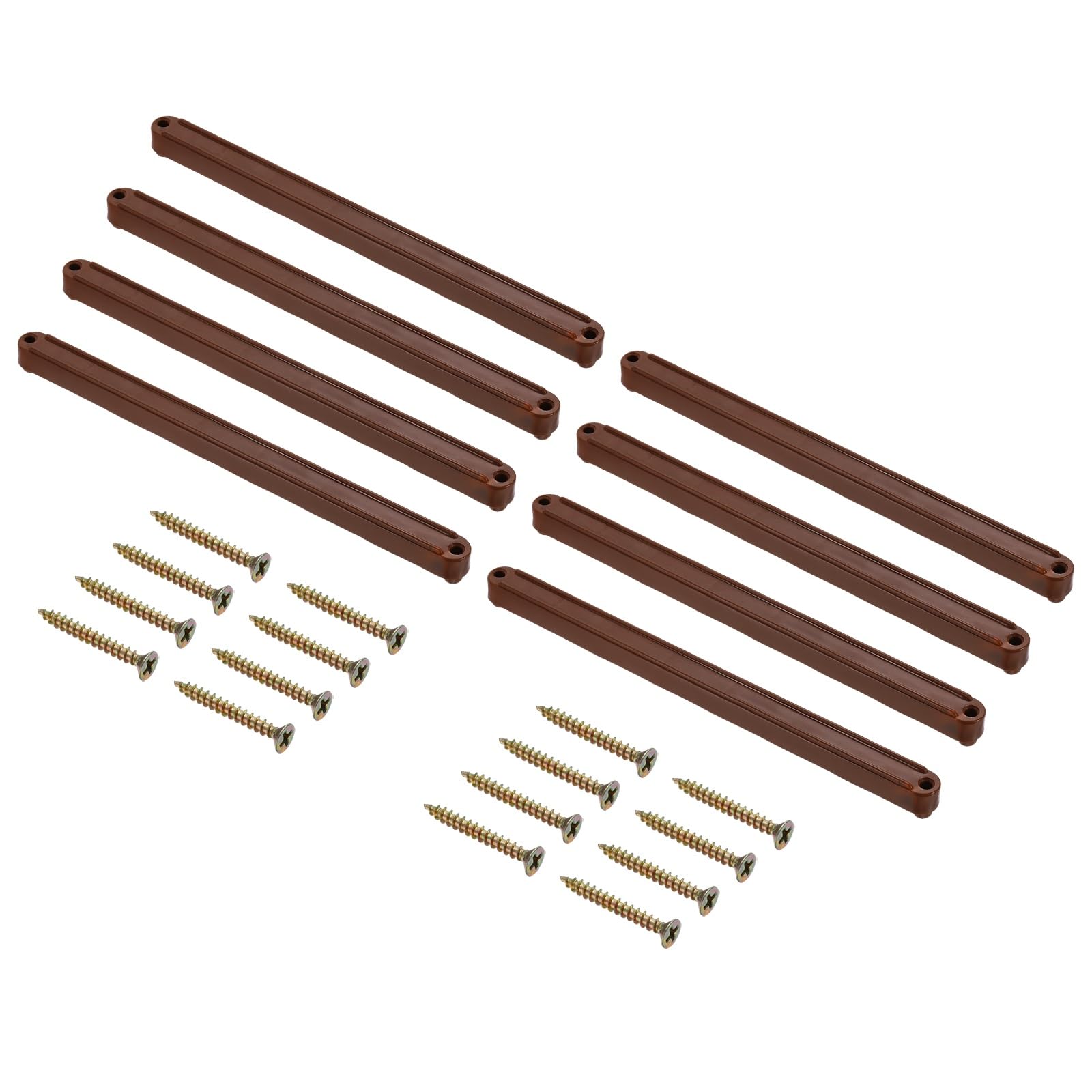 sourcing map Drawer Slides, 12Set 235mm - Plastic Drawer Rails with Screw, Side Mounted Grooved Guide Rail for Cabinet Bedside Table Wardrobe Dresser (Brown)