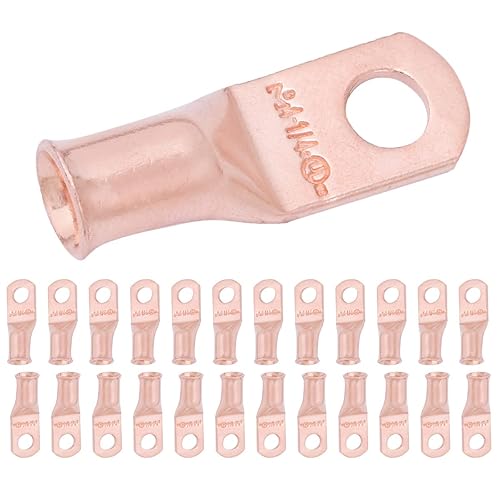 Miniatura 428 de SELTERM - 2 terminales de anillo resistentes para cable de batería, calibre 4 AWG, pernos de 3/8 pulgadas, terminales de calibre 4, ojales de cobre