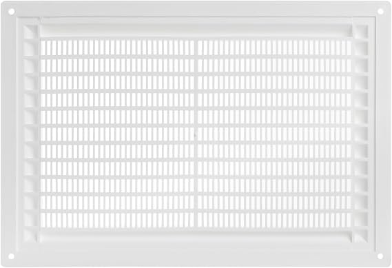 250 x 170 mm White Vent Cover – Louvered Plastic Air Vent Cover with Mesh – HVAC Return Air Vent Cover for Wall, Ceiling, Shed Vents – Air Supply and Exhaust Ventilation Grilles for Indoor