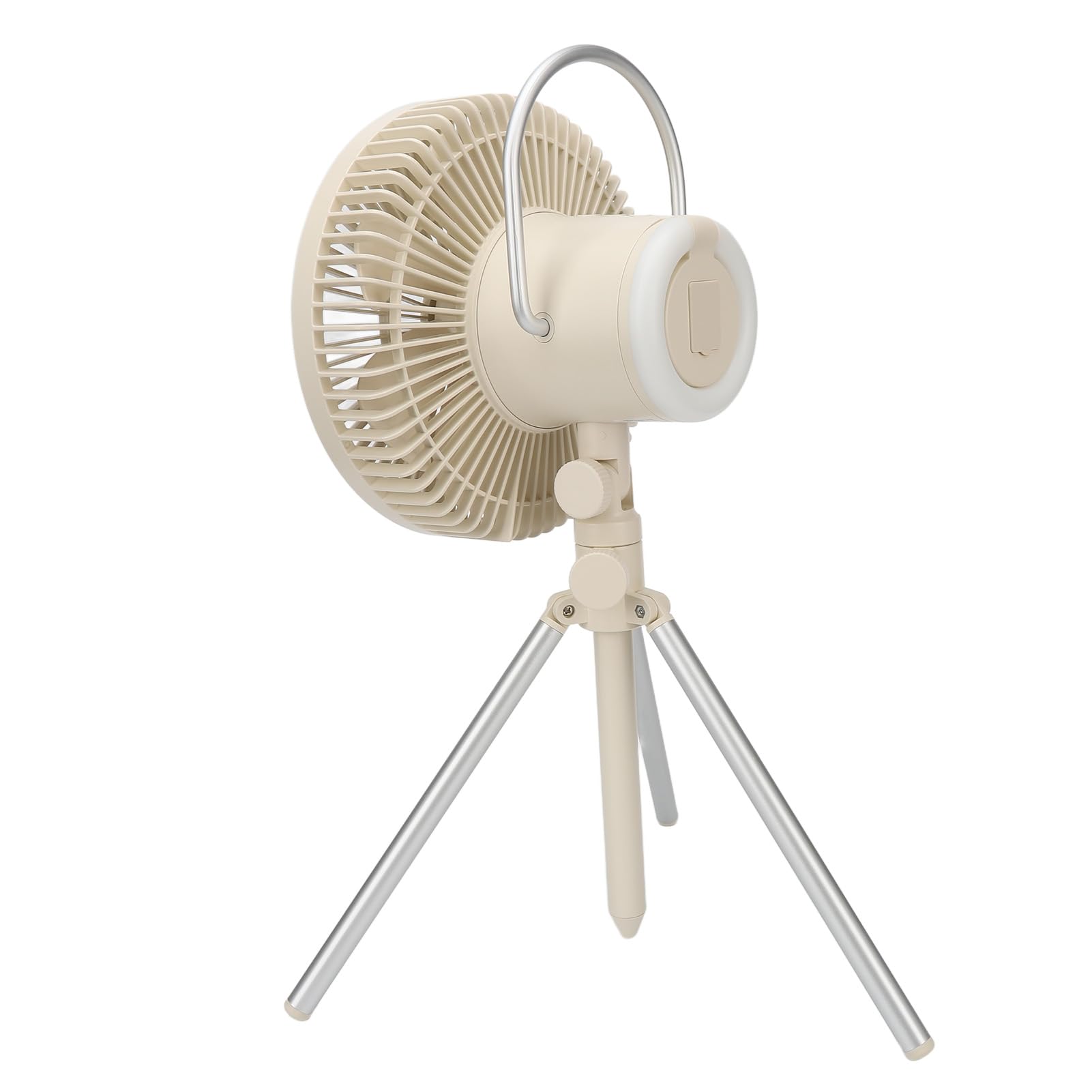 Chrees Ventilador de Camping con Trípode Recargable de 10000 MAh, con Luz Nocturna y Banco de Energía para Acampar Al Aire Libre, Tienda de Campaña, Pesca, Barbacoa (Beige)