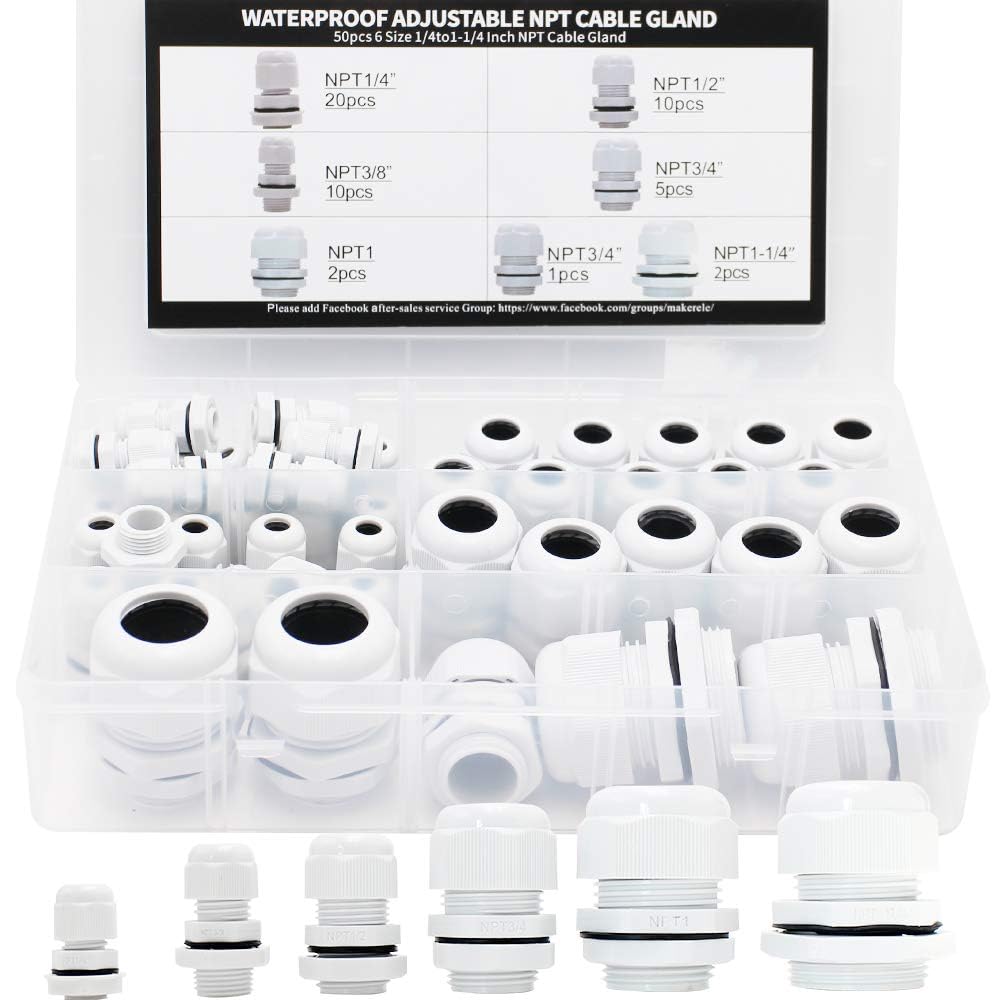 MAKERELE Cord Grip NPT Cable Glands Kit for Electrical Waterproof Box — Amazon image 17