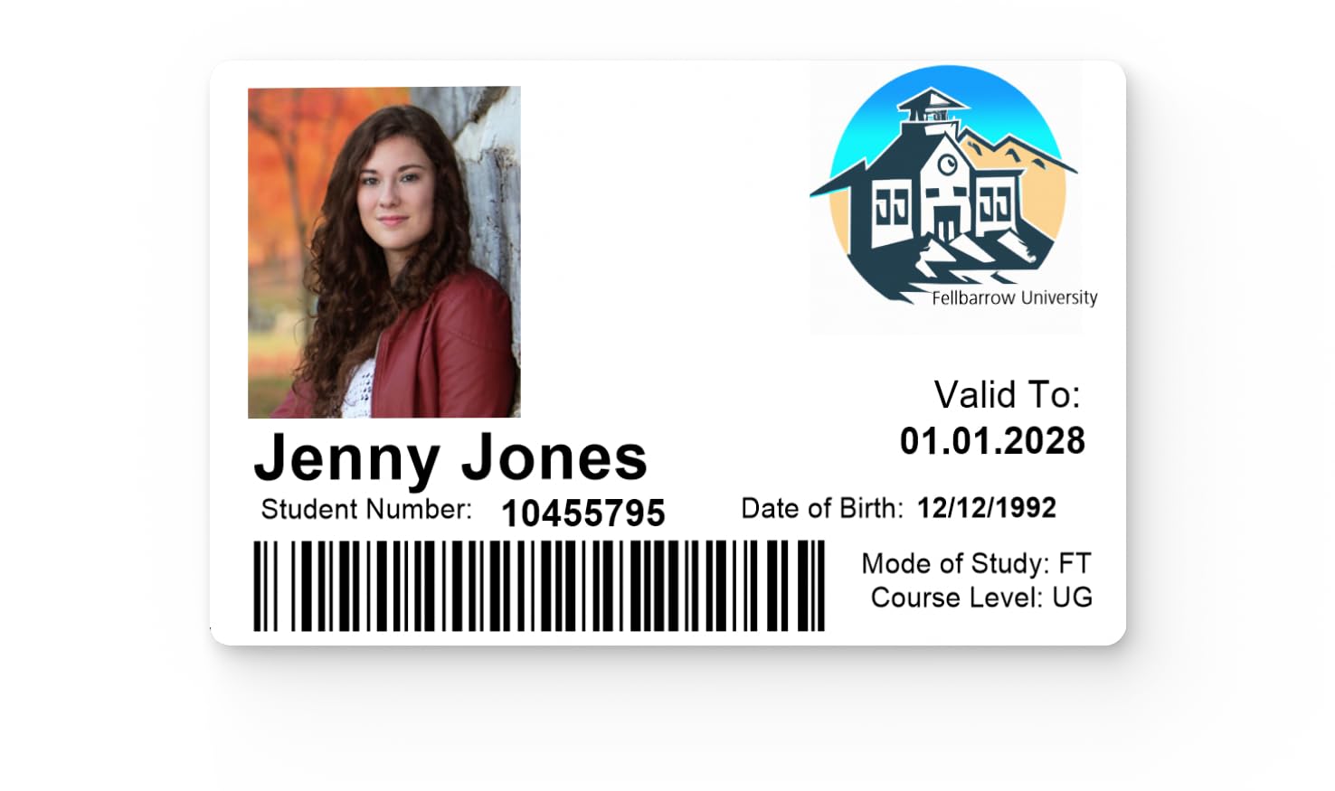 University Cosplay Student ID Card with Magnetic and Signature Strip – Double-Sided Personalisation – Photo, Name, Date of Birth, Expiry Date