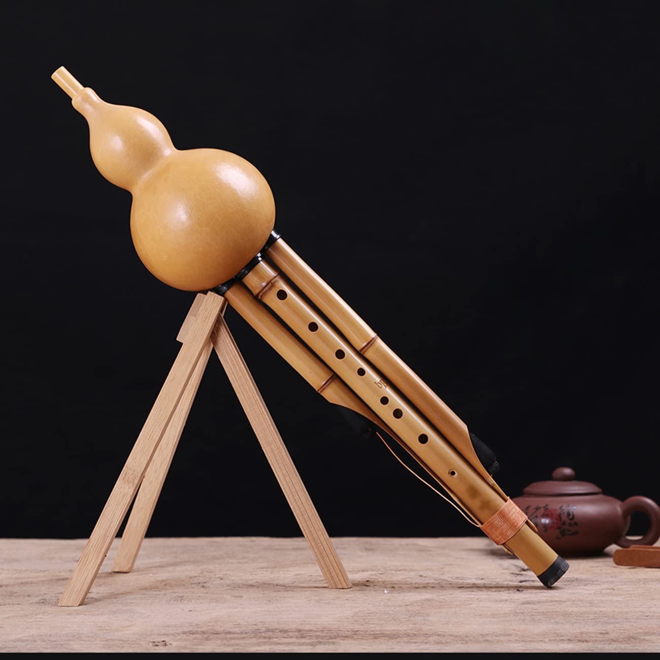 Flauta De Calabaza De Rango Amplio De 9 Agujeros Flauta De Calabaza De Bambú Hecha A Mano Tocar El Instrumento Flautín para Principiantes Do Bemol Si Bemol Cucurbitáceas (Color : Wood, S : B-Flat)