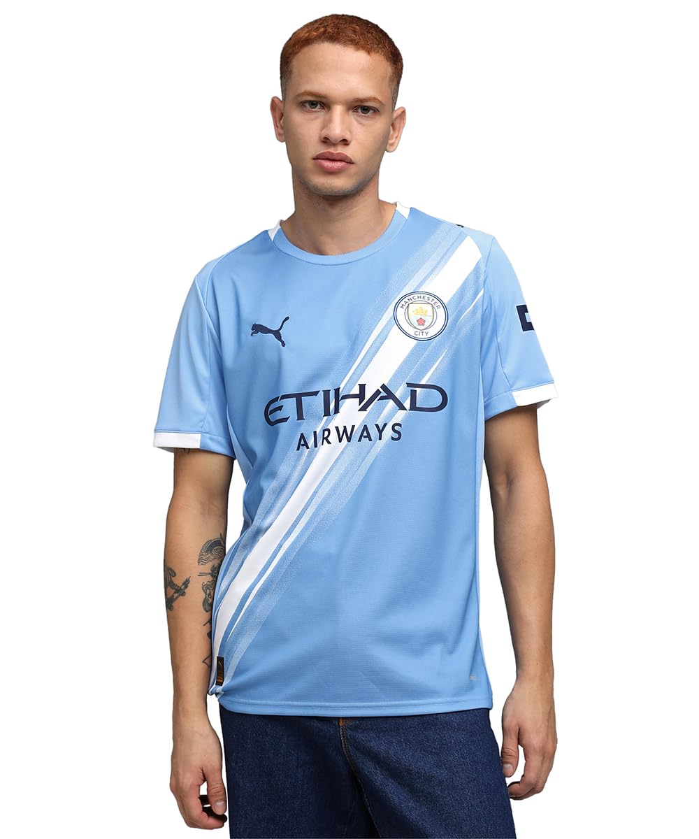 Puma , Men, MCFC Home Jersey Replica, Team Light Blue-White, L, (78033801)