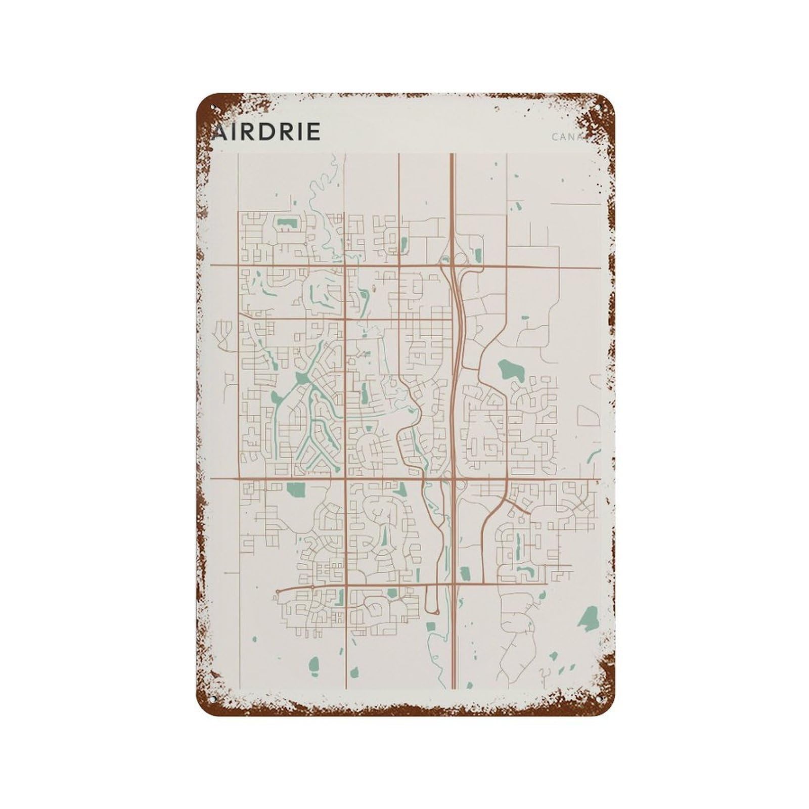 xiaoxiaoshen Airdrie Map Canada Alberta (2) Wall Decor Art Metal Tin Poster Modern Home Decor Art Home Bar Shop Decorations Vintage Sign 30x20cm