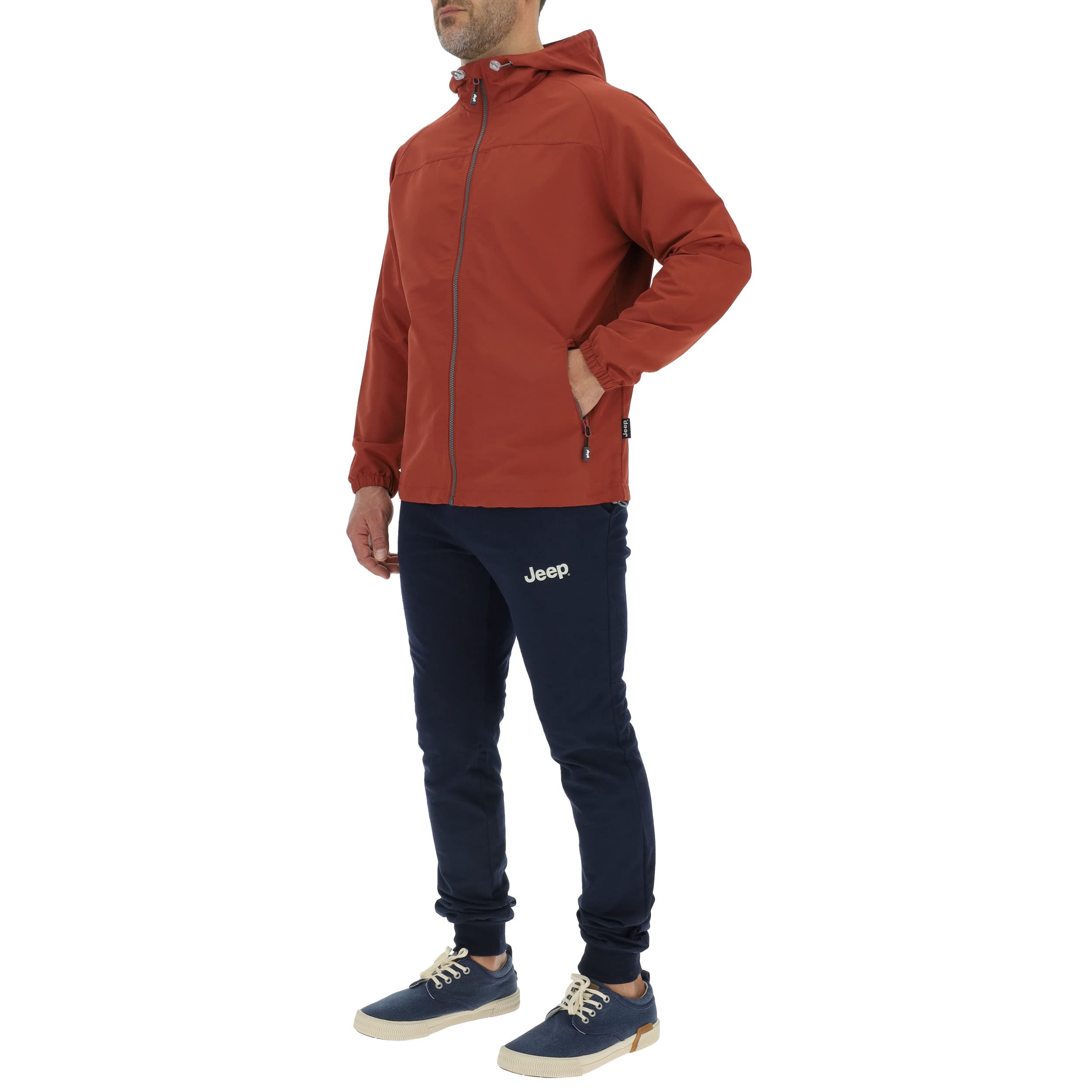 Jeep J Man Light Hooded Wind Jacket Outline Back Print J23s Giacca Uomo