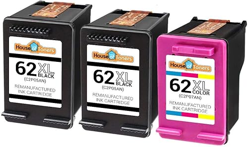 Miniatura 2 de Cartucho de tinta remanufacturado para HP 62XL de alto rendimiento de repuesto para HP 62 XL Envy (5540,5640, 5660, 7644, 7645) OfficeJet 5740 5742