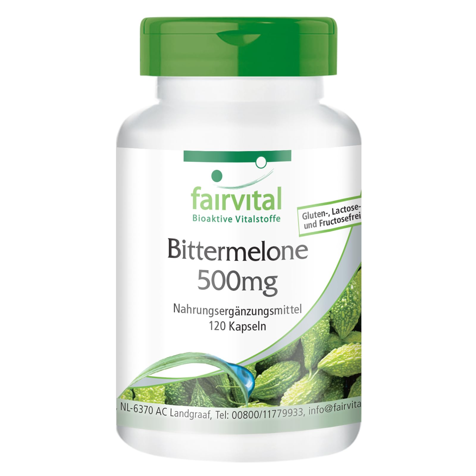 fairvital Melón amargo, 120 cápsulas, con 500mg de extracto de melón amargo y 20µg de cromo por cápsula, ALTA DOSIS, VEGANO, con un 10% de charantina
