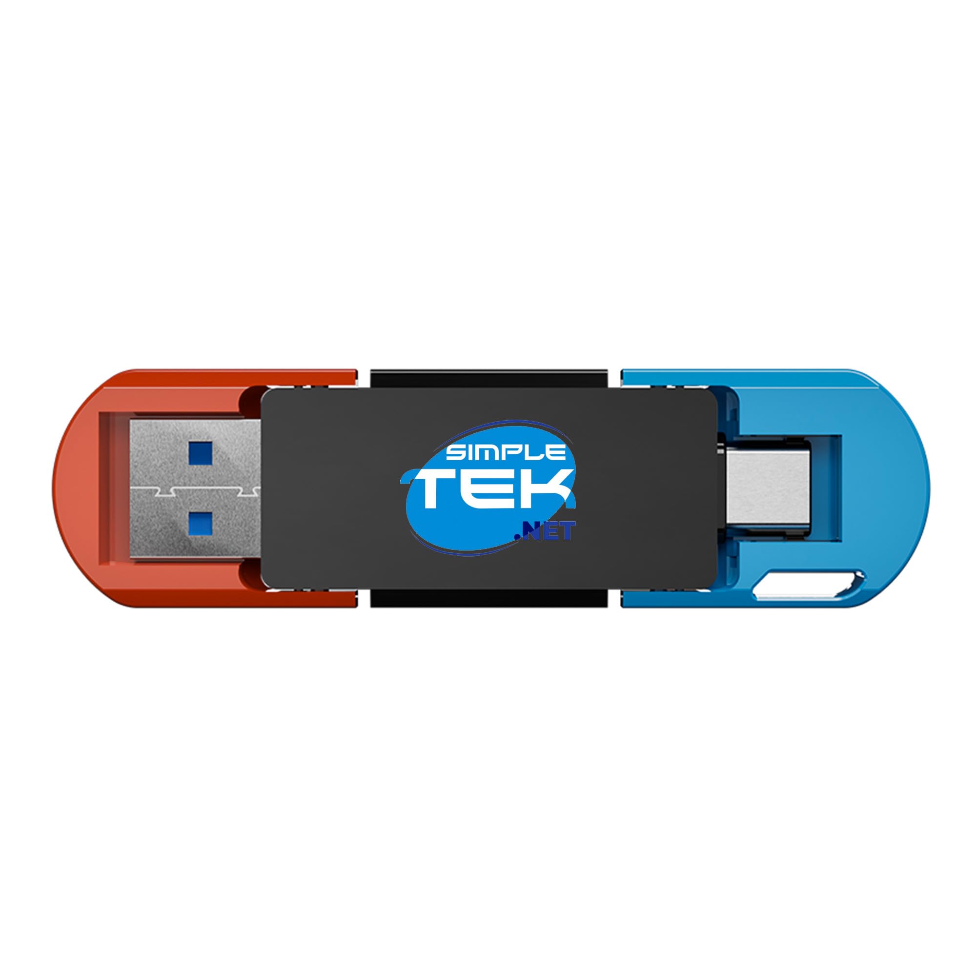 SIMPLETEK - Chiavetta USB SSD Portatile 512 GB (Rosso/Blu) ad Altissima Velocità - USB 3.2 Gen 2, Doppio Connettore USB-A e USB-C