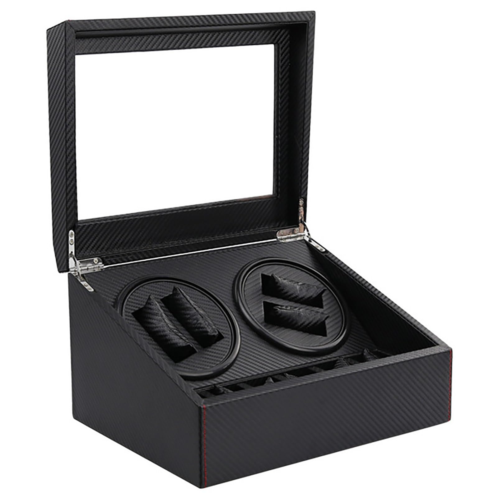 Caricatore Automatico per 4 Orologi E 6 Scomparti, Custodia per Orologi Meccanici A Carica Automatica in Pelle Pu con Motore Silenzioso, Espositore Rotante per Orolo