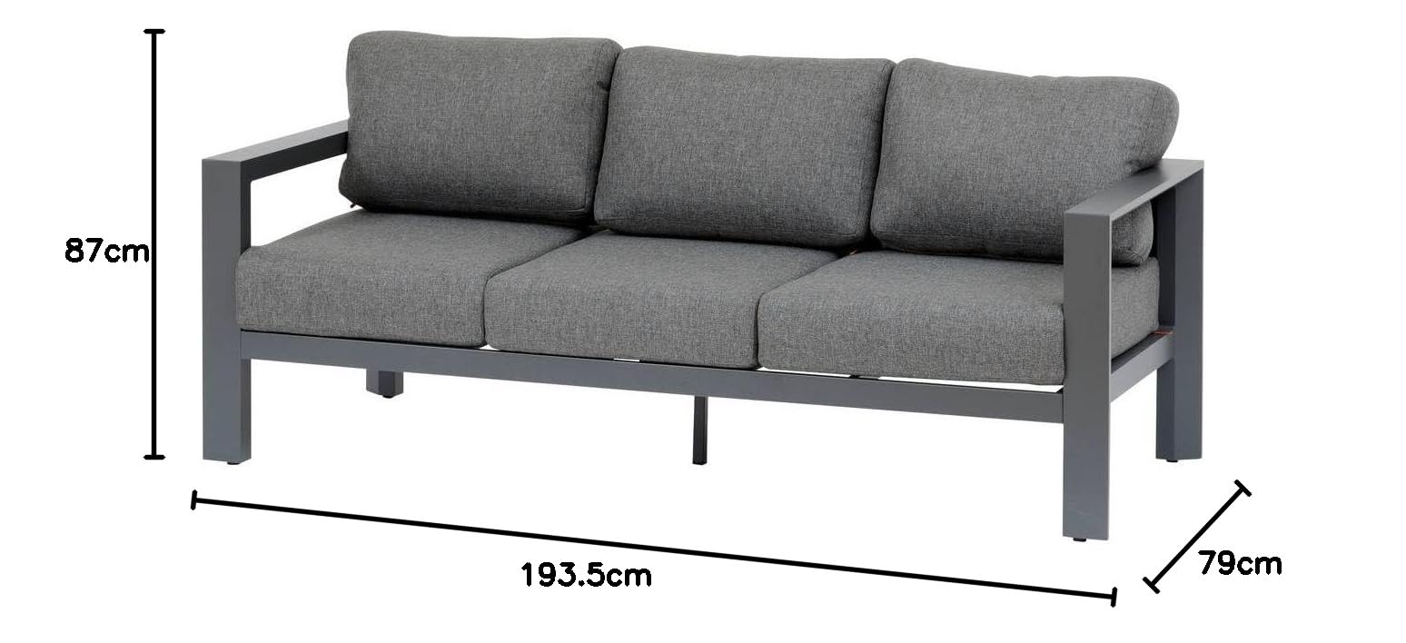 HESPERIDE - Canapé de Jardin évasion Graphite 3 Places en Polyester et Aluminium