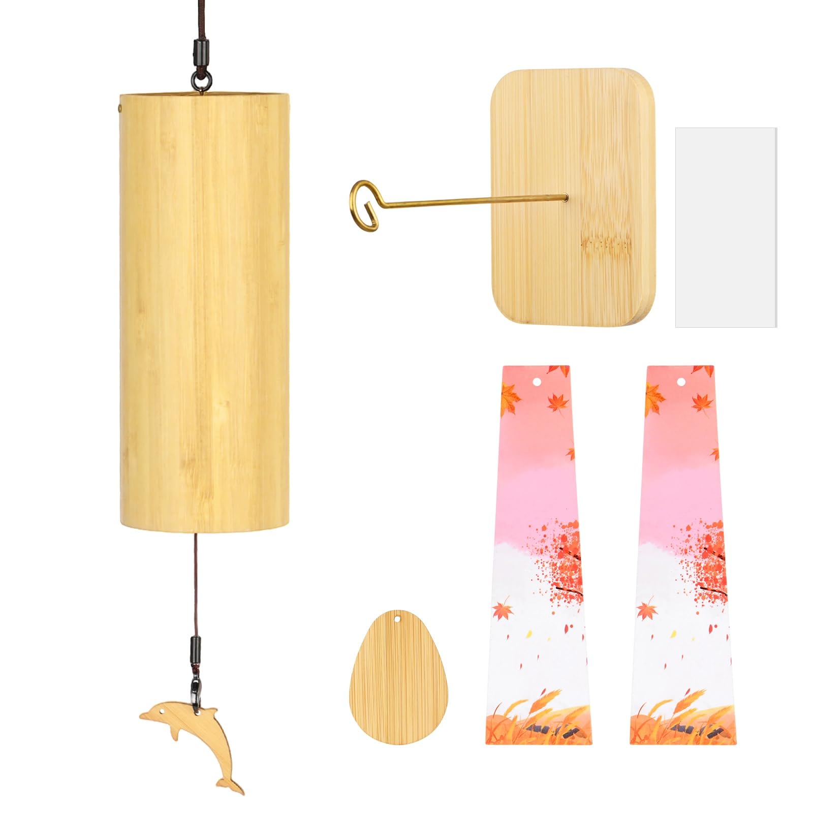M METERXITY Bamboo Wind Chimes for Meditation, Relaxing Emotions, Wooden Handcrafted Chimes with Bracket for Unique Decor, Gardening Gift for Outdoor Decoration [C Chord]