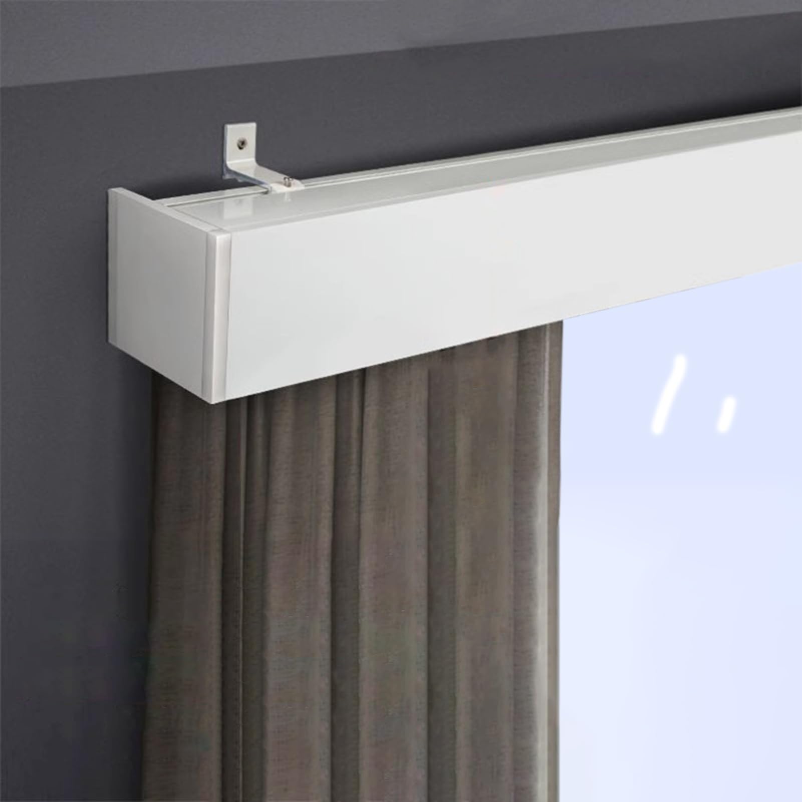 Kunovo Curtain Pelmet Curtain Pelmet with Rails Decorative Panel, Aluminum Curtain Track System Box for Hospital Hotel(Wall Mount,4.3m/14.1ft)