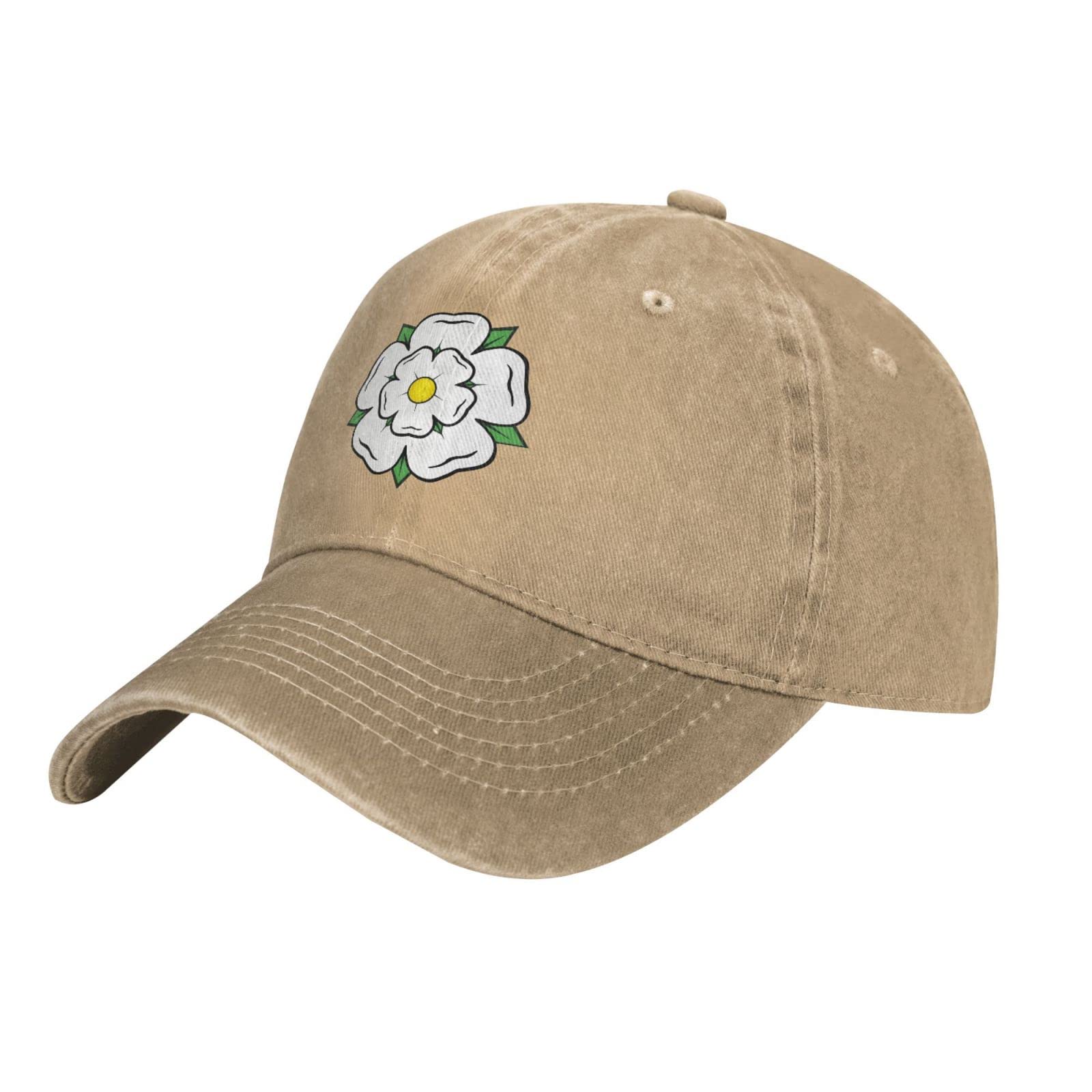 Loujin Unisex Natural Baseball Cap Adjustable Yorkshire Rose Cowboy Hat Outdoor Casual Cap Breathable Sun Hat For Men Women