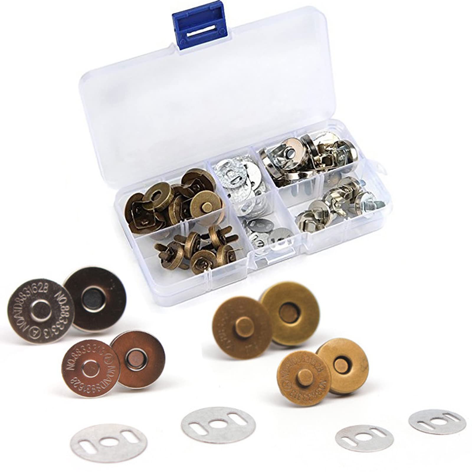 Wangcl ['Silver', 'Bronze'] 20 Pcs Magnetic Bag Fasteners, 14Mm And 18Mm Magnetic Snap Fasteners Metal Magnetic Buttons For Diy Bags Purses Clothes